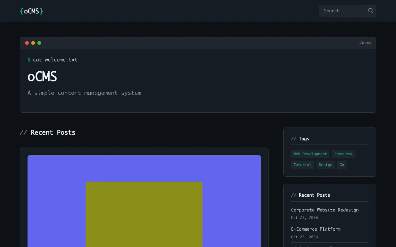 oCMS Demo homepage